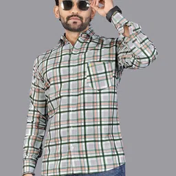 ISUEL FAB Men Checked Slim Fit Spread Collar Cotton Casual Shirt-image-39
