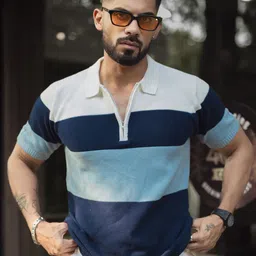 Powerlook Men Striped Polo Collar T-shirt-picture-28