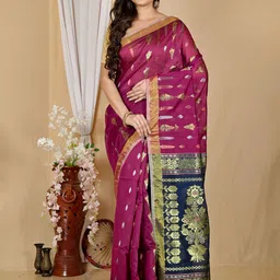 DipDiya Ethnic Motifs Handloom Taant Saree image 1