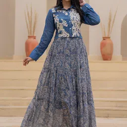 Juniper Floral Embroidered & Tiered Cotton Maxi Dress With Jacket-image-56