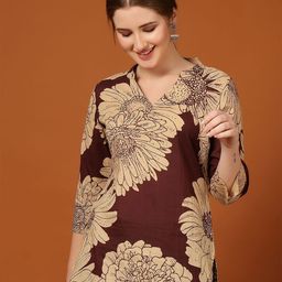Anouk Rustic Floral Print Mandarin Collar Cotton Top-picture-47