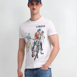 U.S. Polo Assn. Denim Co. Men Graphic Printed Round Neck Cotton Slim Fit T-shirt image 1