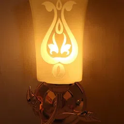 1ST TIME White & Gold-Toned Printed Metal Traditional Frustum Shaped Wall Lamp image 5