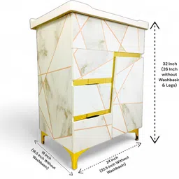 bobbyexport Gold premium 24 inch freestanding Vanity with washbasin premium texture design three draws Table Top Basin image 4