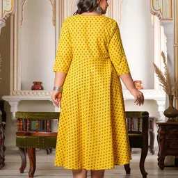 IKRASS Plus Size Floral Printed Round Neck A-Line Ethnic Dress image 5