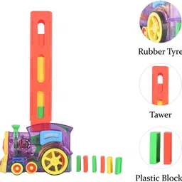 toyscharm Domino Train Rubber Tyre, Tawer & Plastic Block Stacking Toys for Kids image 2