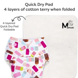 momsarc Ultra-Thin 4-Layer Printed Cotton Cloth Nappy+5 Insert Pads for Babies, 5 pcs image 4