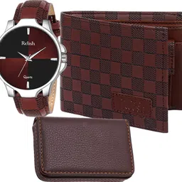 relish Men Gift Combo Brown Watch, Cardholder, Wallet | Gift Pack for Every Occasions. Paper Gift Box-picture-17