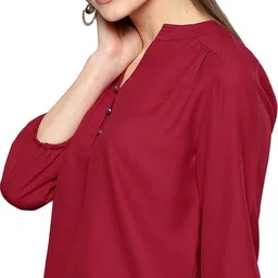 harpa Casual Regular Sleeves Solid Women Maroon Top image 3