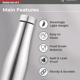 classic essentials Steel Puro Water Bottle 1000ml(Pack of 2) 1000 ml Bottle image 3