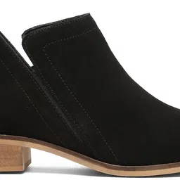 teakwood leathers Women's Black Suede Leather Blocked Heel Boots Boots For Women image 3