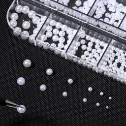 kvvtrades Half Round Nail Art Beads Mini Luxurious Pearl Accessories for Manicure image 2