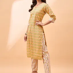 all about you Ethnic Motifs Printed V-Neck Regular Straight Kurta With Trousers image 2
