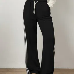 dockstreet Women Solid Black Track Pants image 5