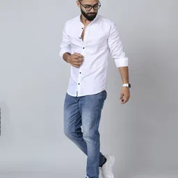 blezza Men Regular Fit Solid Spread Collar Casual Shirt image 5