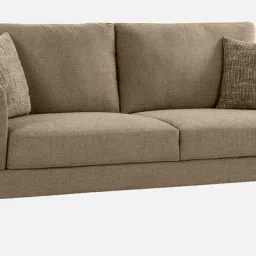 casacraft from pepperfry Cannes Fabric 3 Seater Sofa in Brown Colour image 4
