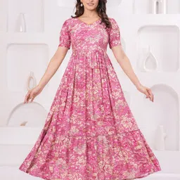 supbir Women Printed Viscose Rayon Anarkali Kurta image 5