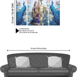 indianara Set of 3 Radha Krishna with Peacocks MDF Art Painting (4141FL) without glass Digital Reprint 18 inch x 12 inch Painting image 2