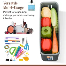 homestic 4000 ML Set of 3 Fridge Basket for Vegetables and Fruits | White, Grey & Beige Plastic Fruit & Vegetable Basket image 4