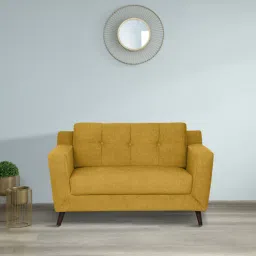 casacraft from pepperfry Amanda Fabric 2 Seater Sofa In Camel Yellow Colour-picture-13