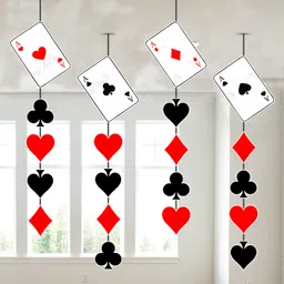 zyozique Red, White, Black Casino Theme Birthday Party Decorations Ceiling Hanging (Pack Of 4)-picture-45