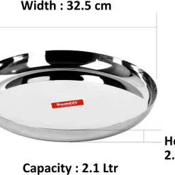 sumeet Stainless Steel Apple Shape Heavy Gauge Dinner Plates with Mirror Finish 32.5cm Dia - Set of 6pc Dinner Plate image 4
