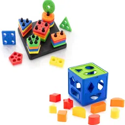 toy dekho Buy 1 Get 1 Shape Sorter Cube and Stacker Puzzle Toy Set Multicolor for Kids 3+-picture-19