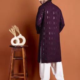 tibra Men Embellished, Embroidered Viscose Rayon Straight Kurta image 2
