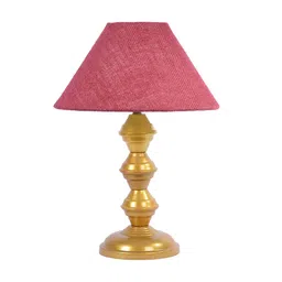 Maroon Shade Table Lamp With Metal Base By Foziq image 5