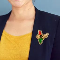 salvusappsolutions Metal Indian Flag Badge with Stone Work For Men & Wome (Multicolor_1.5x1.5 inch) Brooch image 5