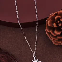 satjewel Exclusive Sterling Silver Plated Star Necklace Chain For Girls,Women Zircon Rhodium Plated Silver, Sterling Silver Chain-picture-24