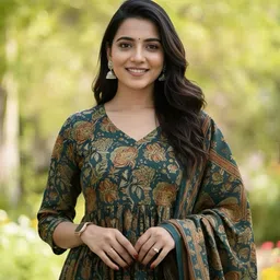 oumad Printed Kurta, Trouser/Pant & Dupatta Set image 4