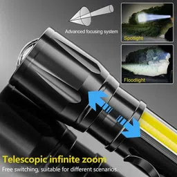 benson Rechargeable 3 mode LED powerful 10W flashlight emergency torch 5 hrs Torch Emergency Light image 2