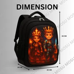 mous King Queen Black Color Backpack for Boys and Girls Stylish Look Waterproof School Bag image 2
