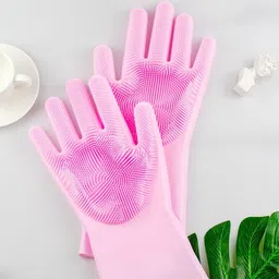 kukmak New Reusable Dish Cleaning Gloves And Non-slip Heat-resistant Silicone Gloves for Protecting Hands Wet and Dry Disposable Glove image 3