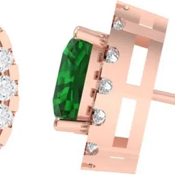 diamtrendz jewels Cushion Shape Emerald Stone Rose Gold Plated 925 Sterling Silver Solitaire Emerald, Cubic Zirconia Sterling Silver Stud Earring image 2