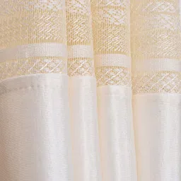 Homefab India Cream-Coloured & Orange Set of 2 Floral Long Door Curtains image 3