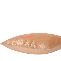 Home Peach & Gold-Toned Ethnic Motifs Jacquard Square Cushion Cover image 3