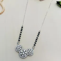 ABDESIGNS Silver-Plated Stones Studded & Beaded Mangalsutra image 5
