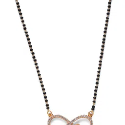 Jazz and Sizzle Set Of 2 Rose Gold-Plated Black AD-Studded & Beaded Mangalsutra image 4