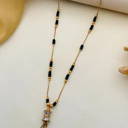 ABDESIGNS Gold-Plated American Diamond Studded and Beaded Mangalsutra image 4