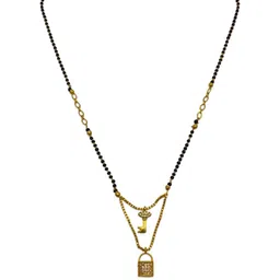 Digital Dress Room Gold-Plated & Black Beaded Mangalsutra image 4