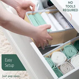 Kuber Industries Beige Set of 6 Reusable Drawer Organiser Organisers image 5