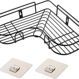 EVANEX Self Adhesive No-Drill Corner Shelf for Bathroom & Kitchen(Pack of 4) Stainless Steel Wall Shelf-image-87