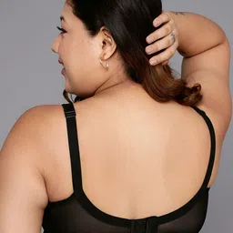 Clovia Black & Grey Floral Embroidered Non-Padded Full Coverage Cut & Sew Cotton Bra image 3