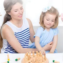 inos Wooden Memory Chess Game for Kids | Fun Indoor Board Game Educational Board Games image 2