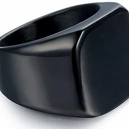 np Mens Stainless Steel Biker Signet Style Classic Ring Engravable Heavy Metal Quartz Ring image 5