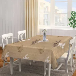 arrabi Leaf (72x52) Brown Cotton Blend Table Cloth image 1