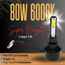 auto pearl 2-Side H1 LED Bulb for Car Headlight /Side/Turning light 80W-12V 3500LM 6000K_A9 Headlight Car LED for Maruti Suzuki (12 V, 80 W) image 2