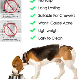 olp Om Leather Product Pack of 2 Anti-Skid Dog Bowls Stainless Steel Pet Bowl image 2